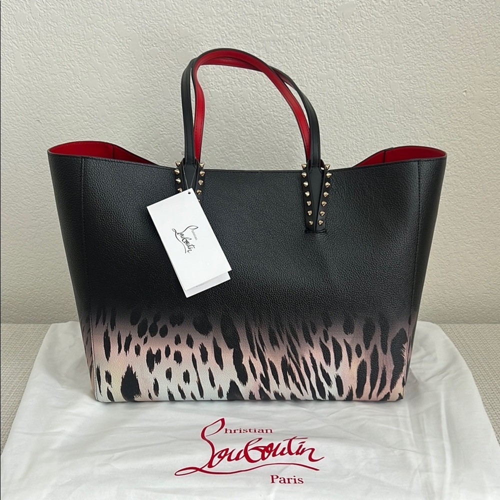 🔺Christian Louboutin🔺Large Cabata Leopard Ombré Leather Print Tote - Picture 5 of 16